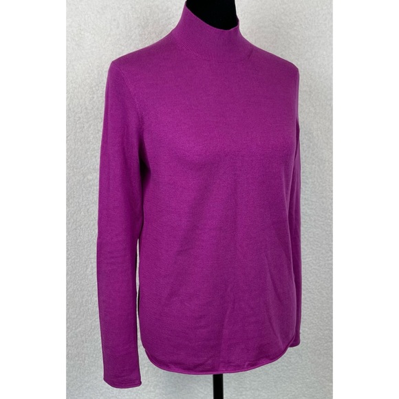 MASSIMO DUTTI • Magenta Wool-Cashmere Blend Long Sleeve Mockneck Sweater, XS - Picture 4 of 16